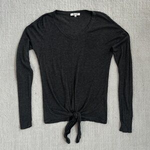 Madewell Charcoal Long Sleeve Tie-Front Top